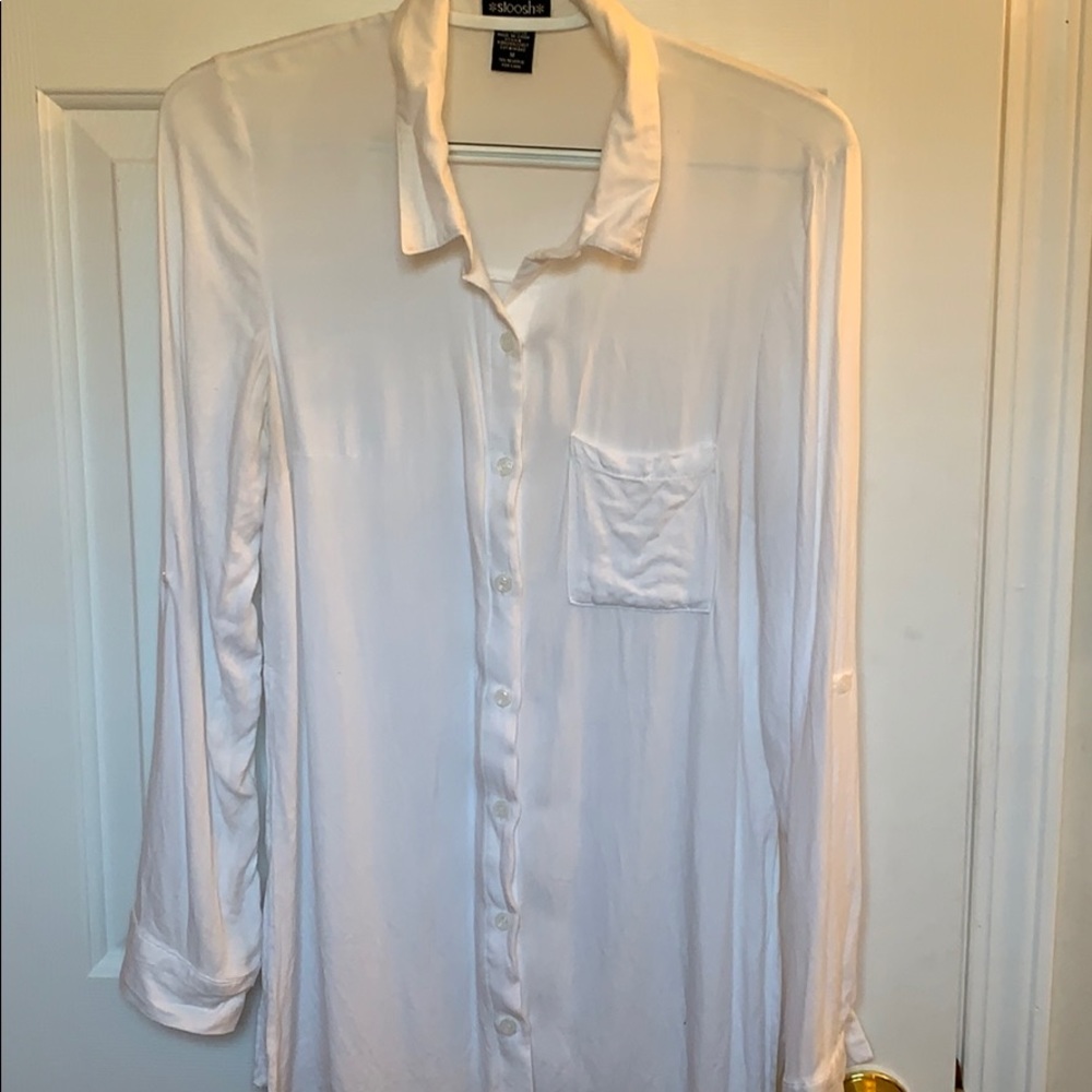 Sexy white button down with slits down the sides